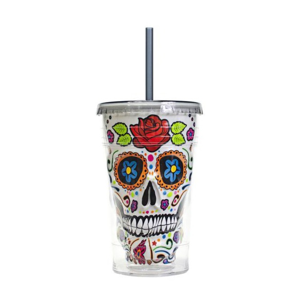 Cool Gear 18 oz Halloween sugar skull tumbler